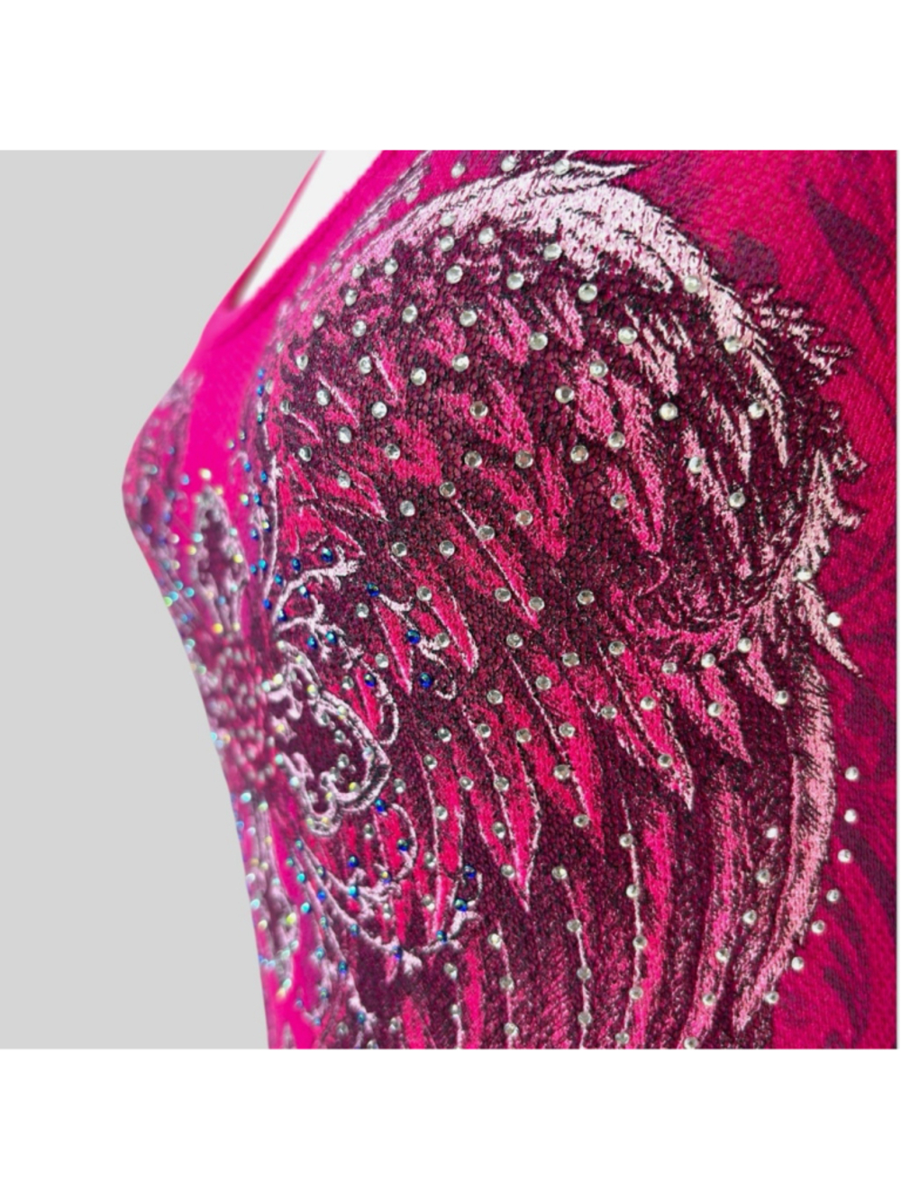 Rhinestone Angel Wings Rose Cross Top S Cyber Y2K Mall Goth From LA By Bus Stop - Picture 6 of 16